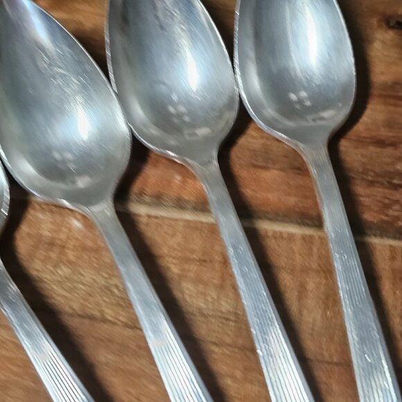 4 Oneida Community Silverplate Noblesse Spoons 6" no monogram 1930s Art Deco - Picture 4 of 12